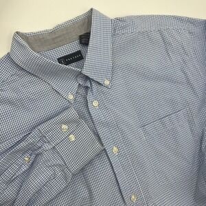 PGA Tour Men's XXL Blue Gingham Checkered Button Down Long Sleeve‎ Shirt